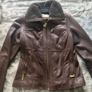 Michael kors brown leather jacket